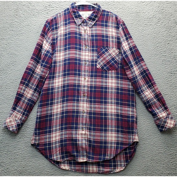 G.I.L.I. Tops - L.O.G.G. Long‎ Shirt Womens Size 10 Multi Plaid Long Sleeve Collared Button Down